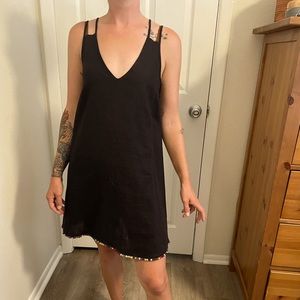 Tie back shift linen dress